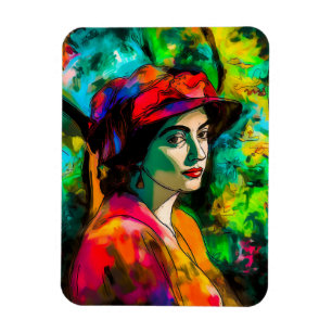 Woman in Red Hat Magnet
