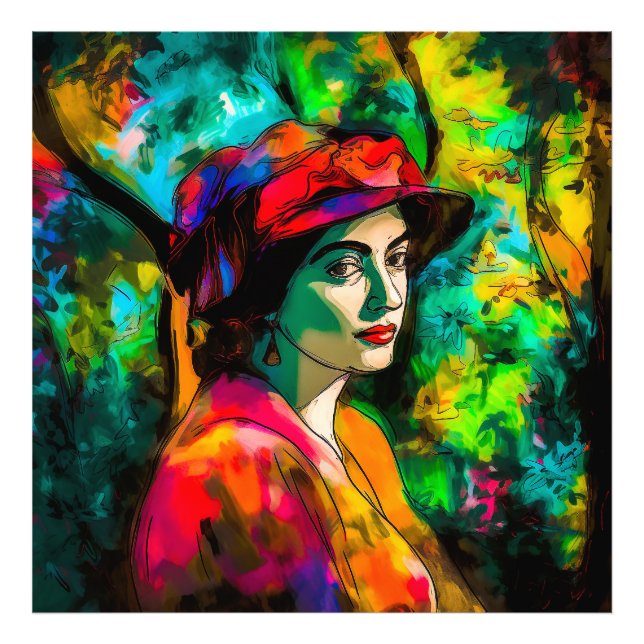 Woman in Red Hat Photo Print (Front)