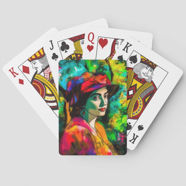 Woman in Red Hat Playing Cards (Back)