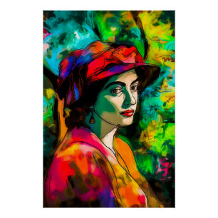 Woman in Red Hat Poster