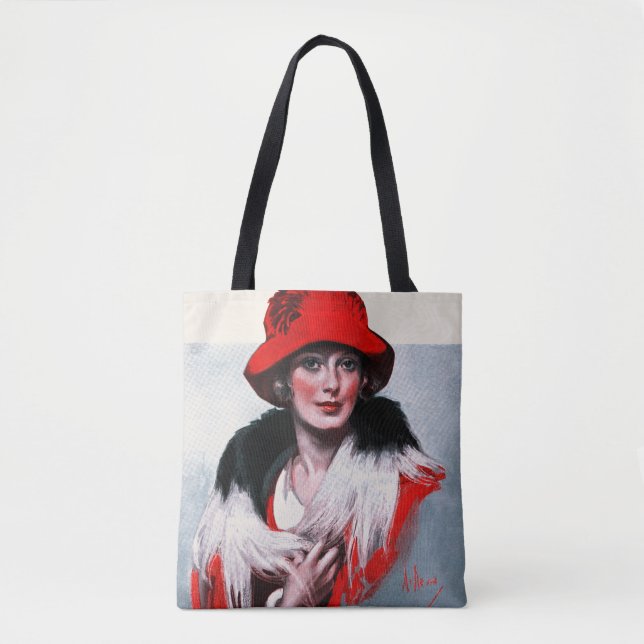 Woman in Red Hat Tote Bag (Front)