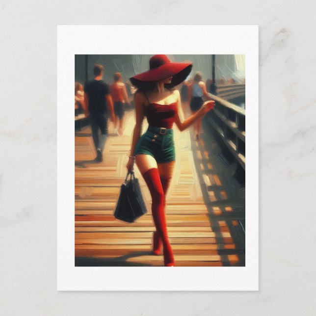 Woman in Red,  Postcard (Front)