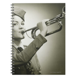 Woman in Soldier Uniform Notebook