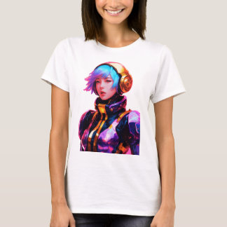 Woman In Spacesuit Anime Style T-Shirt