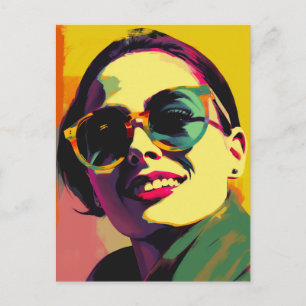 Woman in Sunglasses Pop Art Postcard
