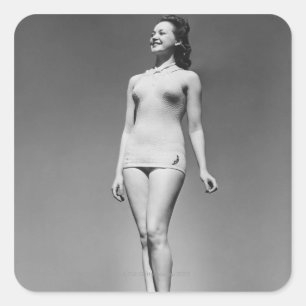 Woman in Swimsuit Square Sticker