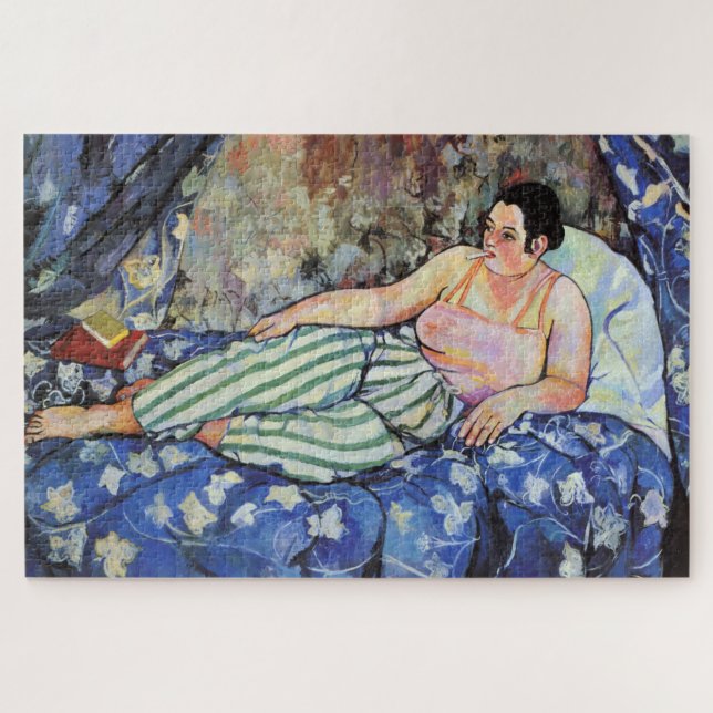 Woman in the Blue Bedroom (by Suzanne Valadon) Jigsaw Puzzle (Horizontal)