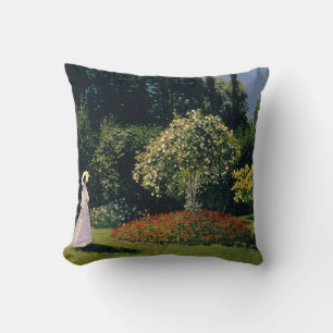 Woman in the Garden - Claude Monet Throw Pillow