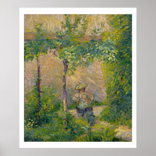 Woman in the Garden (oil on canvas) Poster