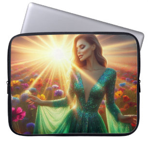 Woman in the Green Dress Laptop Electronics Bag