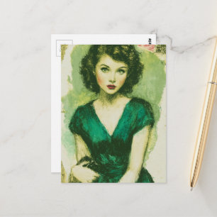 Woman in the Green Dress Postcard