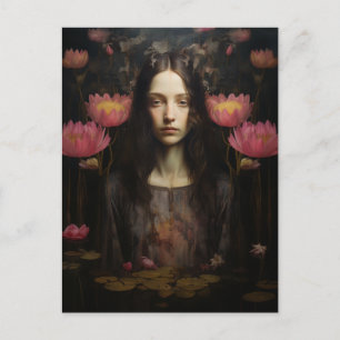 Woman in the Lotus Pond Postcard