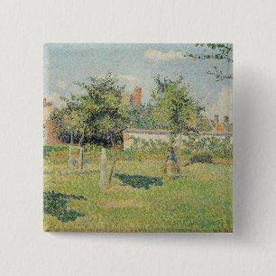 Woman in the Meadow at Eragny, Spring, 1887 2 Inch Square Button