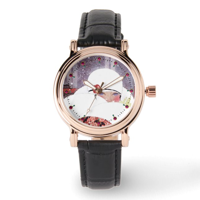 WOMAN IN THE SNOW,WINTER BEAUTY FASHION WATCH (Front)