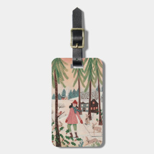 Woman in the snow Year of the rabbit  Luggage Tag