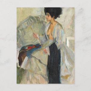 Woman in the Studio   Edward Cucuel Postcard