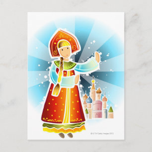 Woman in traditional Russian costume Postcard