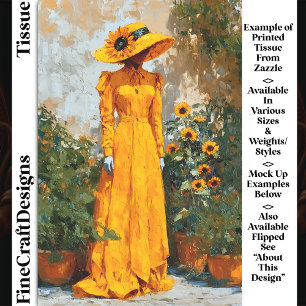 Woman in Yellow with Sunflower Hat DT1R Decoupage Tissue Paper