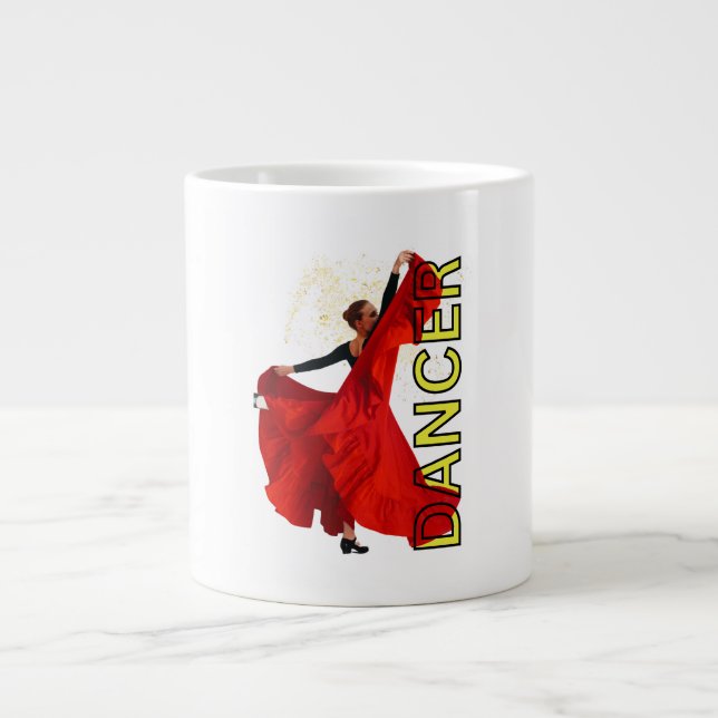 Woman ion red dress dancing large coffee mug (Front)