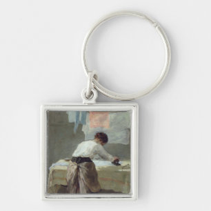 Woman Ironing Keychain