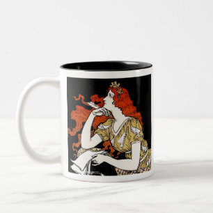 Woman Journalist at Writing Desk Two-Tone Coffee Mug