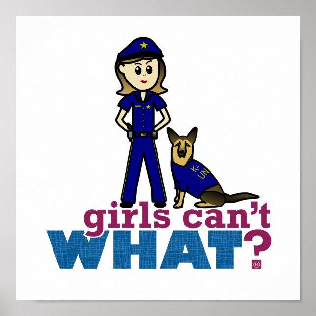 Woman K-9 Police Officer Poster (Front)