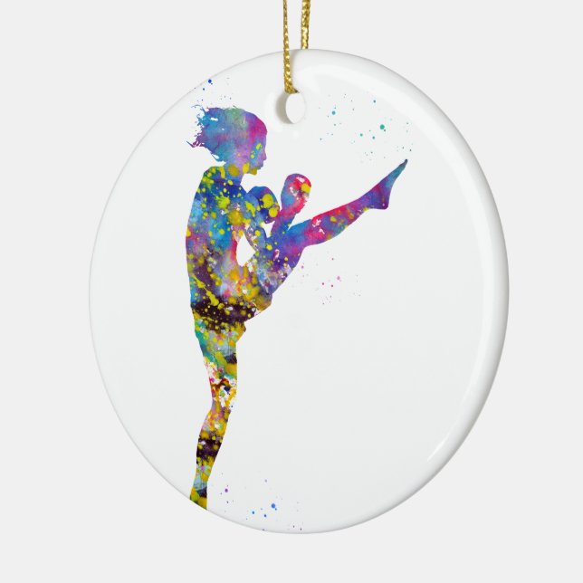 Woman kickboxer ceramic ornament (Left)