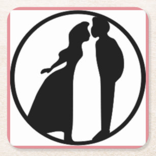 WOMAN KISSING MAN SQUARE PAPER COASTER
