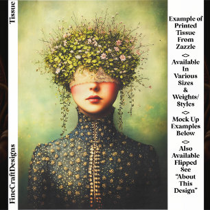 Woman, Lace Blindfold & Floral Crown EM8 Decoupage Tissue Paper