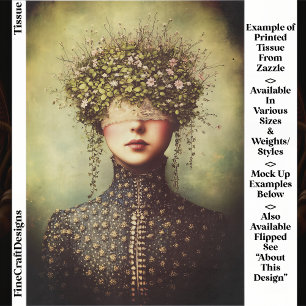 Woman, Lace Blindfold Floral Crown EM8F Decoupage Tissue Paper