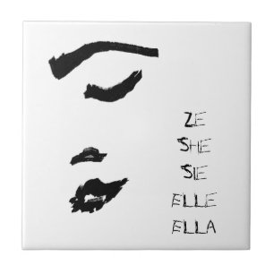 Woman Lady Face Sketch She Ze Elle Ella Sie Tile