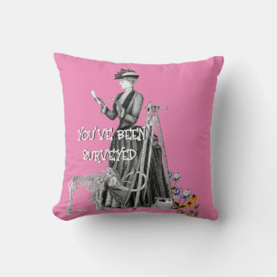 WOMAN LAND SURVEYOR WESTERN SURVEY VINTAGE  THROW  THROW PILLOW