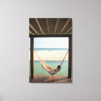 Woman Laying On A Hammock At A Small Hotel