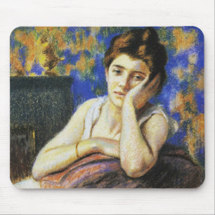 Woman Leaning on a Chair Mouse Pad