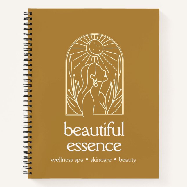 Woman Leaves Moon Arch Copper Wellness Day Spa Notebook (Front)