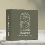 Woman Leaves Moon Arch SAGE Wellness Day Spa Binder<br><div class="desc">This boho-inspired binder features an elegant logo of a woman’s silhouette adorned with delicate leaves and a crescent moon, framed gracefully within an arch. Designed in a warm organic colour palette of sage green it brings a touch of natural beauty to your organization. The front cover includes two customizable lines...</div>
