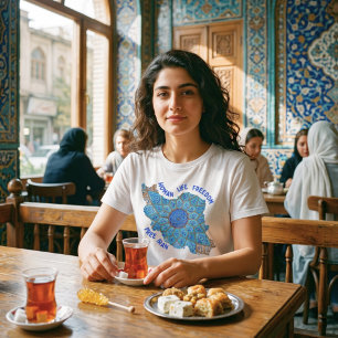 Woman Life Freedom   Persian Minakari Blue T-Shirt