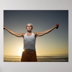 Woman lifting weights 4 poster