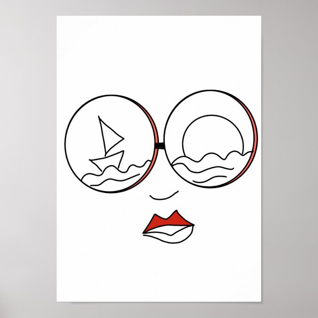 Woman Line Art Summer Beach Poster (Front)