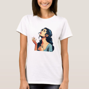 Woman Looking up praying to God illustration art T-Shirt