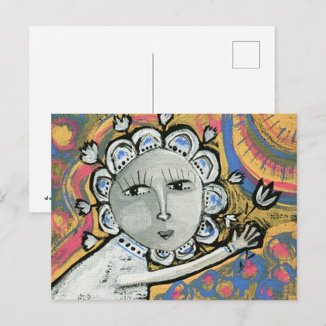 Woman Loves Flowers Postcard (Front/Back)