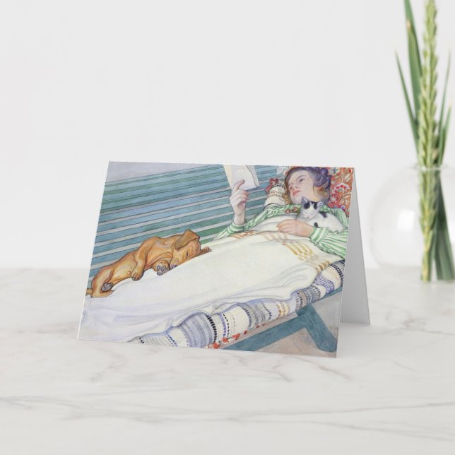 Woman Lying On A Bench 1913 By Carl Larsson Card (Front)