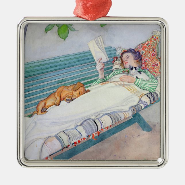 Woman Lying on a Bench, 1913 Metal Ornament (Front)