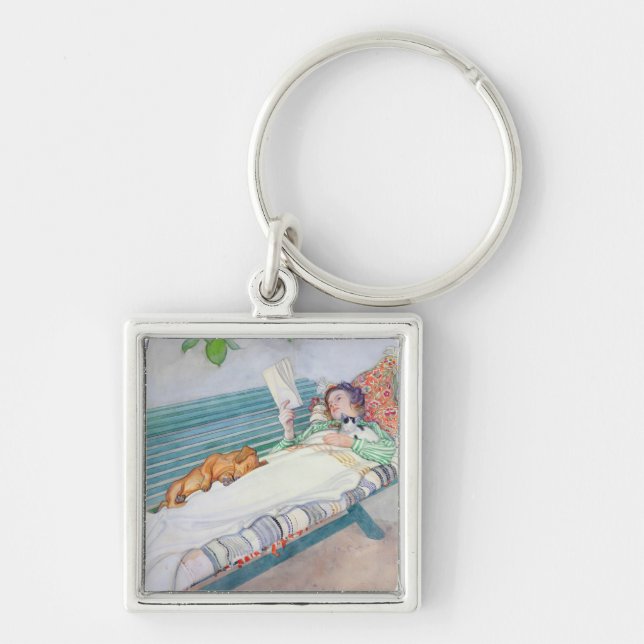 Woman Lying on a Bench, 1913 (w/c on paper) Keychain (Front)