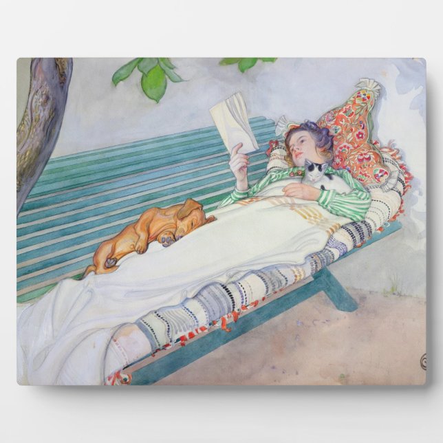 Woman Lying on a Bench, 1913 (w/c on paper) Plaque (Front)