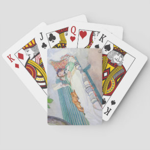 Woman Lying on a Bench, 1913 (w/c on paper) Playing Cards