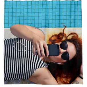 Woman lying on brown floor