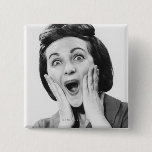 Woman Making Face 2 Inch Square Button
