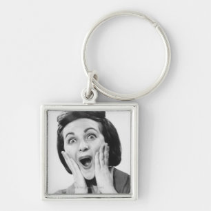 Woman Making Face Keychain