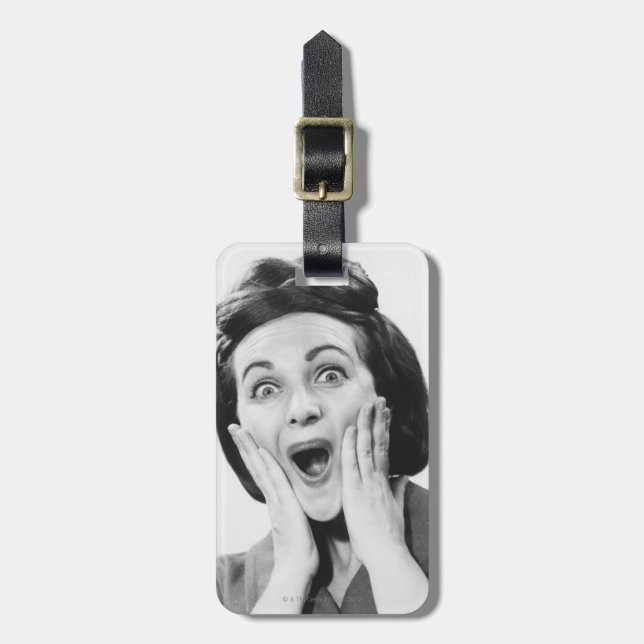 Woman Making Face Luggage Tag (Front Vertical)